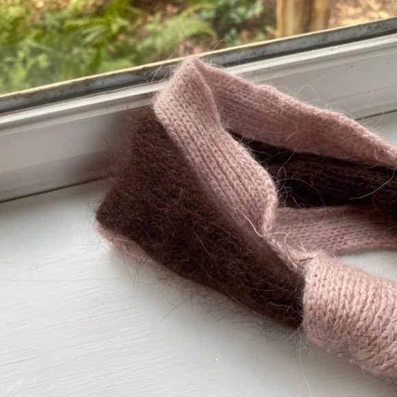 Anthropologie Pink Brown Twist Fuzzy Headband - Picture 6 of 9